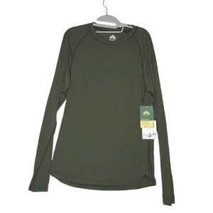 EMS Techwick Active Wool Mens Medium Olive Green Long Sleeve Base Layer NWT